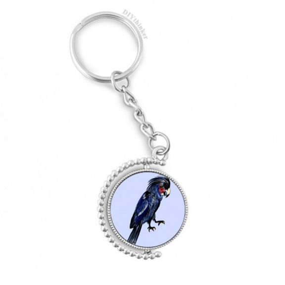 deep blue parrot bird rotatable keyholder disc accessories chain clip