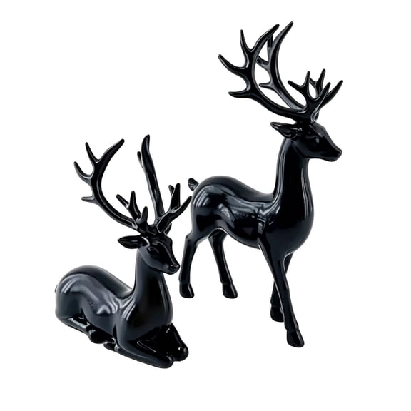deer figurine, Dienrx Resin Deer Couple Figurine, Pair of Deer Tabletop Statue for Shelf Cabinet Fireplace Entryway Wedding Housewarming Home Decor, 1pc