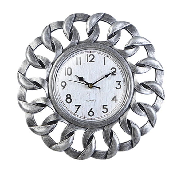 deevoka 10inch Clock, Rustic Silent Stylish Arabic Numerals Creative Hanging Clocks for Silver