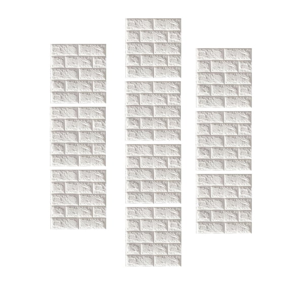 deevoka 10x 3D Wall Panels Decorative Wall Panels Modern Faux Foam Brick Wall Panels for 7mm White