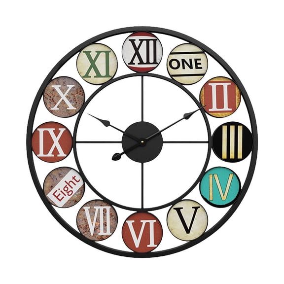 deevoka 16 Inch Farmhouse Wall Clock, Rustic European Retro Style Metal Frame Decorative Black