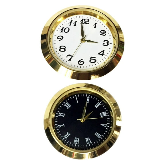 deevoka 2 Pack 1-7/16 Inch (36 Mm) Round Clock Insert Metal Mini Clock Clock Fit Up DIY