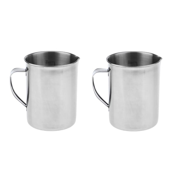 deevoka 2 Pcs 1000ml Coffee Milk Large Measuring Jug with Handle for Cafe Restaurant