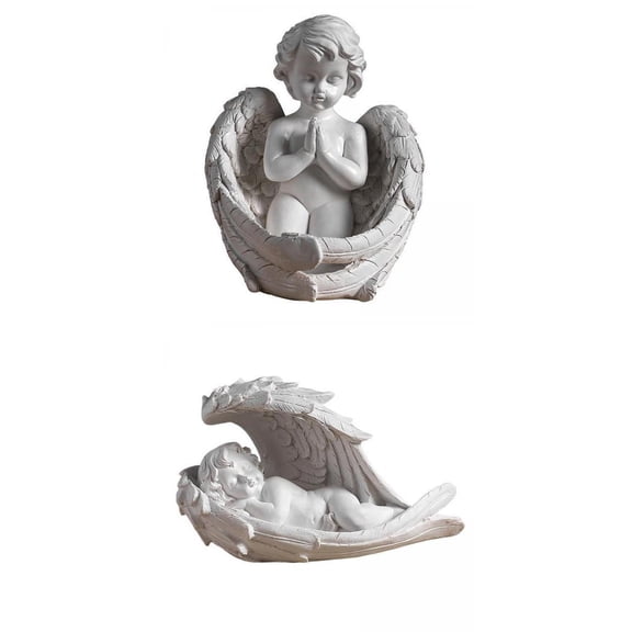 deevoka 2 Pieces Cherub Statues, Angel Figurines, Home Decoration Storage Sculptures