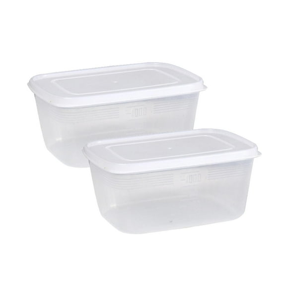 deevoka 2 Pieces Refrigerator Food Storage Containers Fridge Produce Saver Portable Stackable for Pantry Fridge Household Pizza Crust 1000ml