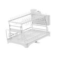 thumbnail image 1 of deevoka 2 Tiers Dish Drainer Rack Utensil Holder Household Multipurpose Lightweight with White, 1 of 7