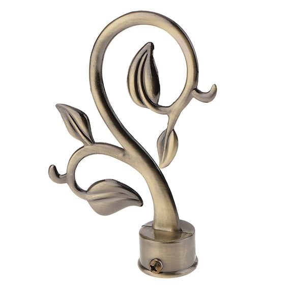 deevoka 28mm Curtain Rod Head Ends Finials, Window Curtain Accessories, Leaves Shape Leaves- Bronze
