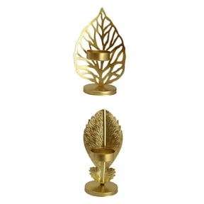 deevoka 2Pcs Nordic Candle Holder Leaf Model Crafts Dinner Living Room Holiday Home
