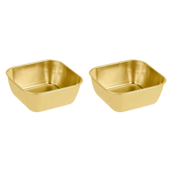 deevoka 2Pcs Serving Trays Stainless Steel Kitchen Storage Baskets for Barbecue Home Gold