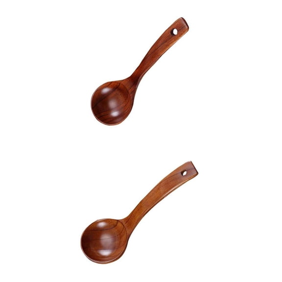 deevoka 2Pcs Teak Wood Spoon Long Handle Spoon Ladle Big Rice Paddle Wooden Cooking