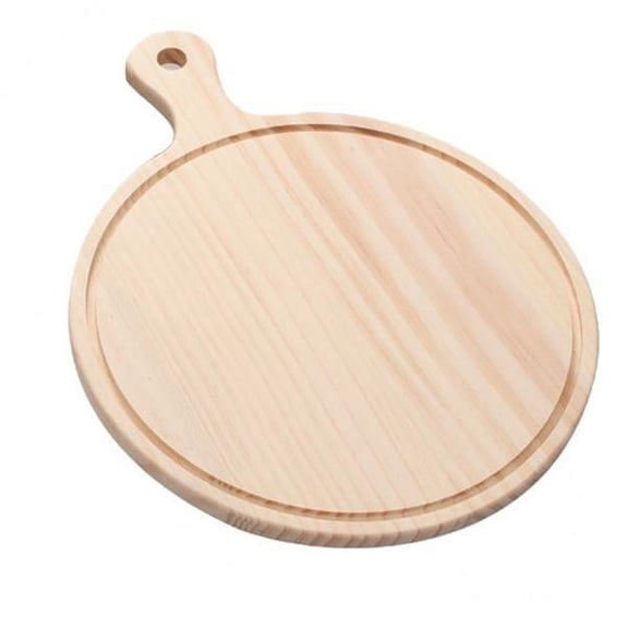 deevoka 2X Round Wooden Board Kitchen Pizza Bread Plate Serving Tray with Handle 12inch
