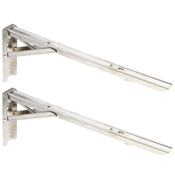 deevoka 2pcs Folding Shelf Brackets, Stainless Steel Collapsible Shelf Bracket for Table 14 Inch