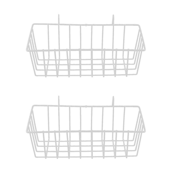 deevoka 2pcs White Grid Basket Basket with Hanging Hook, Wall-mounted Organizer for ,