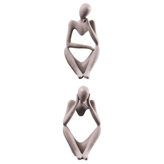 deevoka 2x Thinker Sculpture Figurine Home Statue Modern Decor
