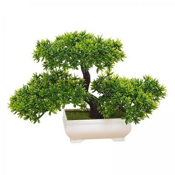 deevoka 2xArtificial Bonsai Tree Desk Potted Japanese Pine Tree for Bathroom Fireplace