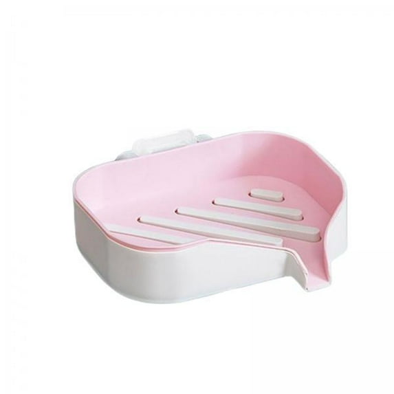 deevoka 2xBar Soap Holder with Soap Tray Wall Mount Sturdy Punching Size 13x9x3cm Pink and White 2 Pcs