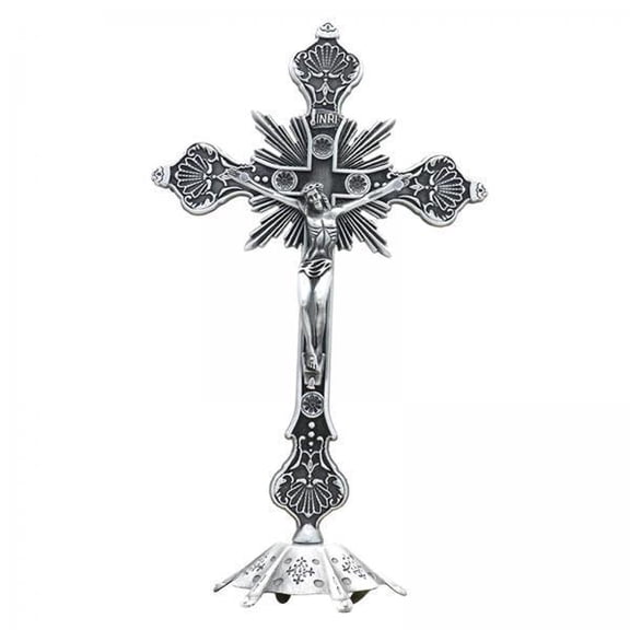 deevoka 2xJesus Crucifix Sculpture Figurine Crucifix with Stand for Prayers Home Table