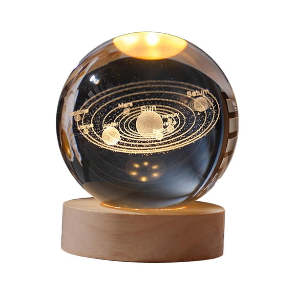 deevoka 3.15inch 3D Crystal Ball Night Lamp Educational Light Planetary Decorative Night Solar System