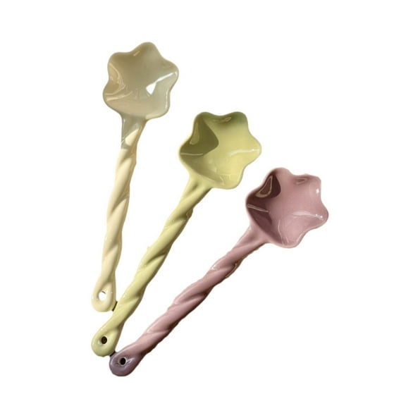deevoka 3 Pieces Ceramic Spoons Creative Star Shaped for Cereal Stews Dessert Spoons