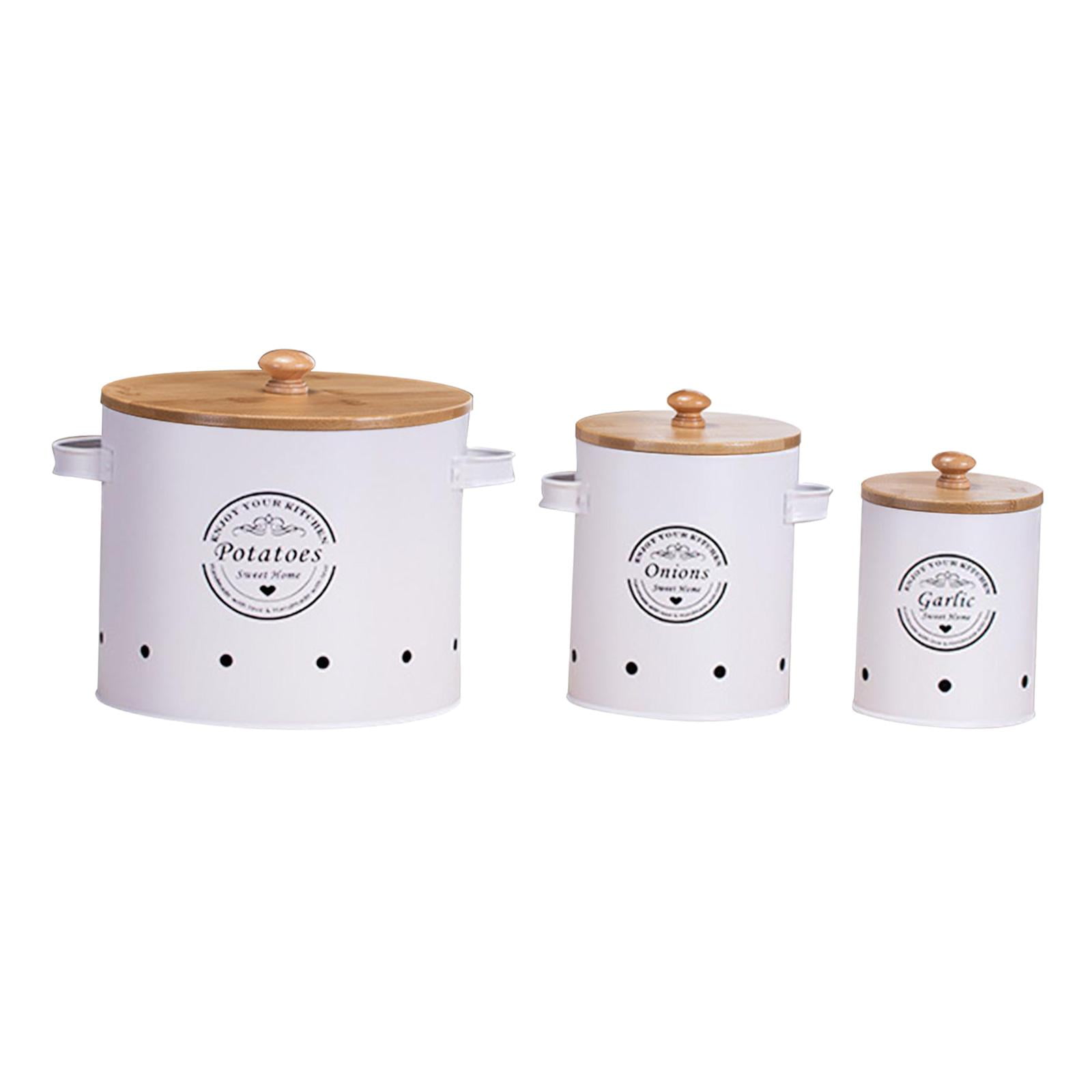 deevoka 3 Pieces Potato Onion Garlic Canister Set Vegetable Fresh ...