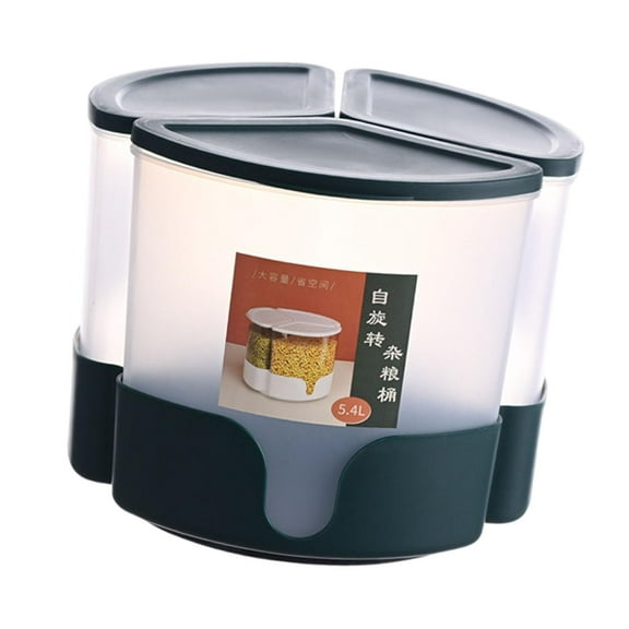deevoka 360 degree Rotating Rice Grain Dispenser Food Grain Box Bin for Cereal Rice Fruits Green