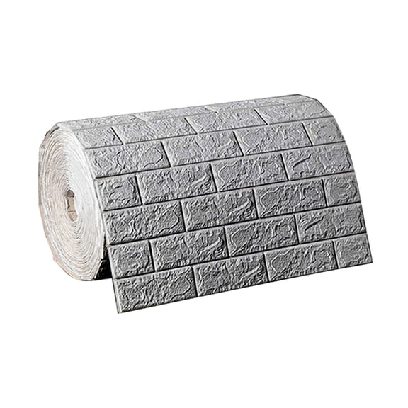 deevoka 3D Wall Sticker Faux Brick Wall Panels Self Sticky Xpe Foam Wallpaper Waterproof Gray