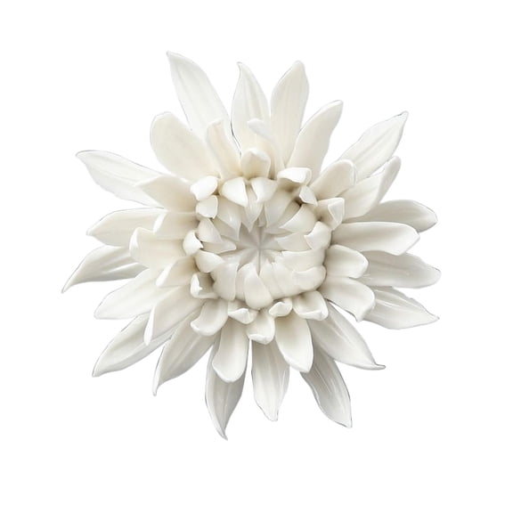 deevoka 3Dceramic Flower Wall Background Arts Sculpture Ceramic Art Decor for Office Daisy 8.5cm