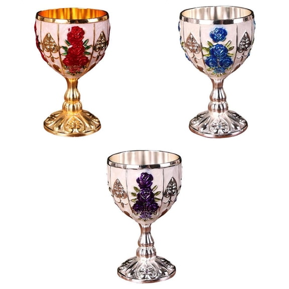 deevoka 3pcs Classical Small Wine Goblet Cup Household Wedding Parties Decor Gifts