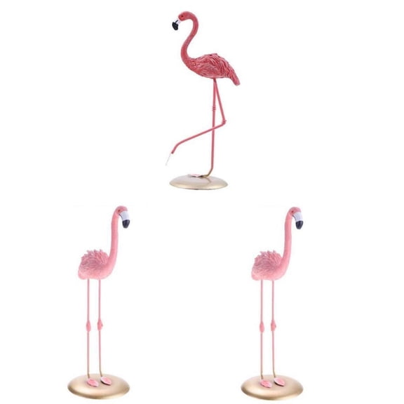 deevoka 3x Table Miniature Flamingo Figurines with Glass Base for Sculpture