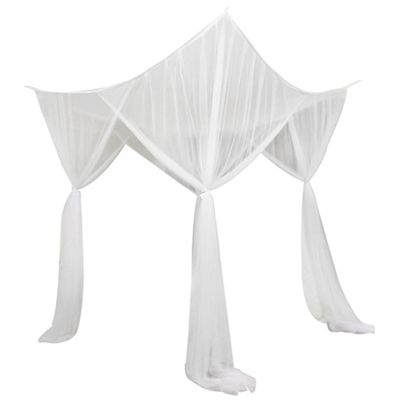 deevoka 4 Corners Post Bed Canopy Net Bedding Drape Cover Bed Drape for Adults Girls White