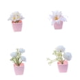 thumbnail image 1 of deevoka 4 Pieces Artificial Flowers Potted Fake Potted Plants for Housewarming Shelf White, 1 of 9