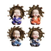deevoka 4 Pieces Kung Fu Boys Statues Cute Gong Fu Boys for Interior Desk Decor 7cm