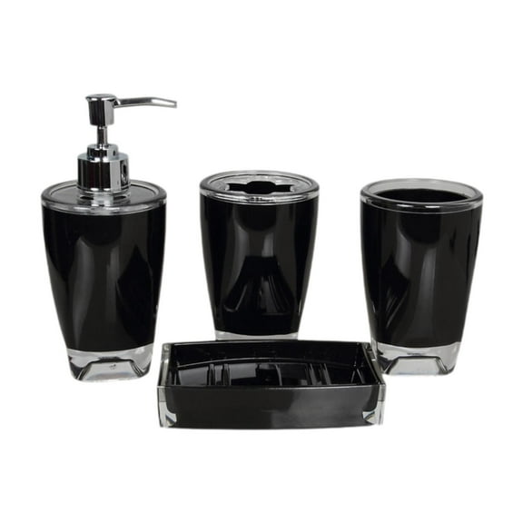 deevoka 4 Pieces Soap Dispenser Modern Toiletries Toothbrush Holder for Vanity Hotel Black