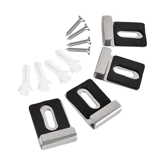 deevoka 4 Pieces Stainless Steel Mirror Clips Heavy Retainer Clips for Wall Mounting Black L