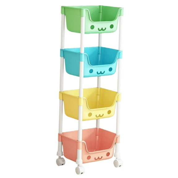 deevoka 4 Tier Storage Cart with Wheel Household Cart for Office Laundry Room Garage A