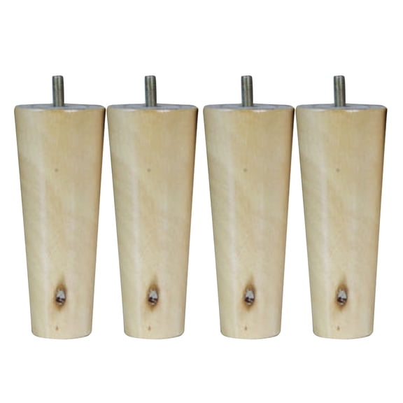 deevoka 4Pcs Cone Solid Wood Legs Plinth Sofa Beds Cabinets Furniture Feet Cabinet Pick Natural 15cm H