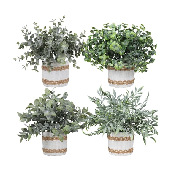 deevoka 4Pcs Small Fake Plants Artificial Bonsai for Indoor Coffee Table Living Room A