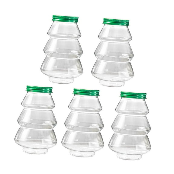 deevoka 5 Pieces Christmas Tree Candy Jar Cookie Jar for Xmas Festival Party Kitchen Green Lid