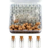 deevoka 50 Pieces Mini Glass Bottles Jars with Cork Necklace Pendant Charm Clear Jar