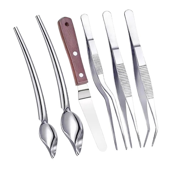 deevoka 7 Piece Culinary Tool Set with Serving Tools Tweezers Scrapers And Spoons Made of Stainless Steel for Versatile Tasks for Catering Professionals And 6pcs
