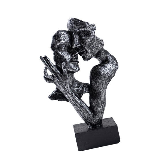 deevoka Abstract Face Sculpture Kissing Statue Kissing Lover Statue Crafts Love Figurine Vintage Silvery