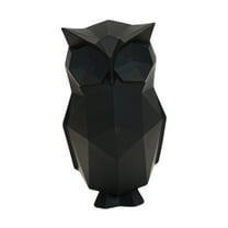 deevoka Abstract Geometric Sculptures Display Owl Figurine for Office Yard Bookshelf Black