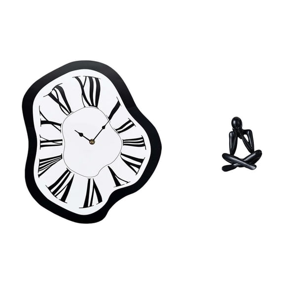 deevoka Acrylic Distorted Wall Clock Sculpture Unique Creative Melting Clock Modern Abstract Figure Collectible Desktop Ornament Luxury Statue for Living Room