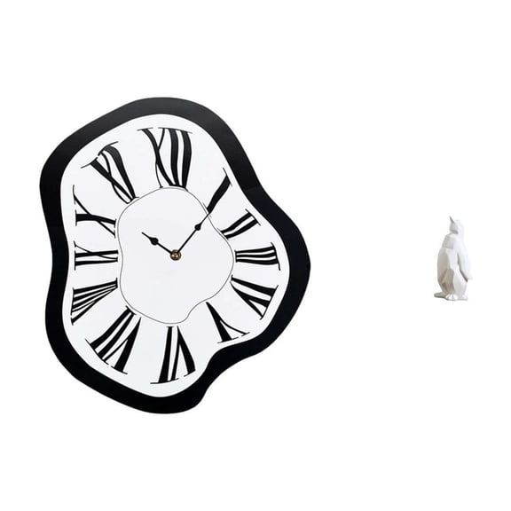 deevoka Acrylic Melting Clock Sculpture Unique Creative Distorted Wall Clock Resin Animal Statue Luxury Funny Collectable Ornament for Desktop Shop Housewarmi