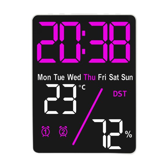 deevoka Alarm Clock Calendar Clock 3.5x1x4.7inch for NightStand Stylish Rose Red Backlight