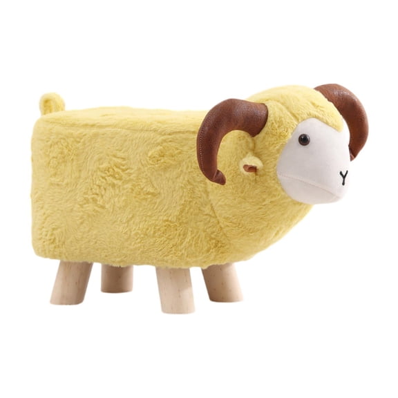 deevoka Animal Footstool Cartoon Footrest Ottoman for Living Rooms Entryway Playroom Yellow
