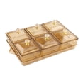 thumbnail image 1 of deevoka Appetizer Tray Divided Serving Container with Lid for Wedding Home Appetizer Brown 6 Grids, 1 of 9