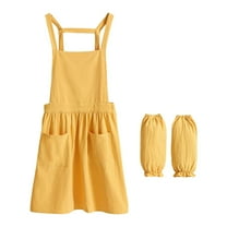 deevoka Apron for Women Gift Catering Apron for Crafting Gardening Works DIY Project Yellow