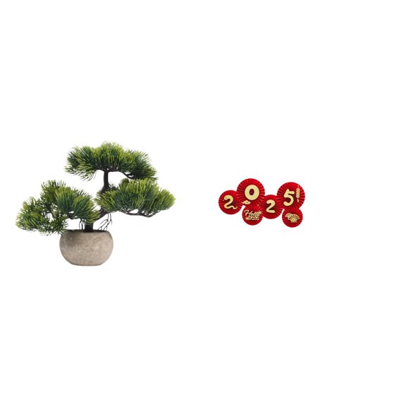 deevoka Artificial Bonsai Tree Bundle Artificial Bonsai Tree Fake Plant Decorative Fan Indoor Faux Plant Pulp Pot Paper Construction Suitable for Holiday Even