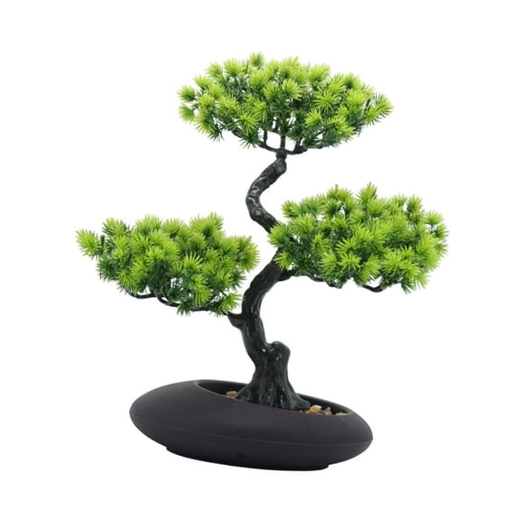deevoka Artificial Bonsai Tree Decorative Realistic for Living Room Lightweight Light Green